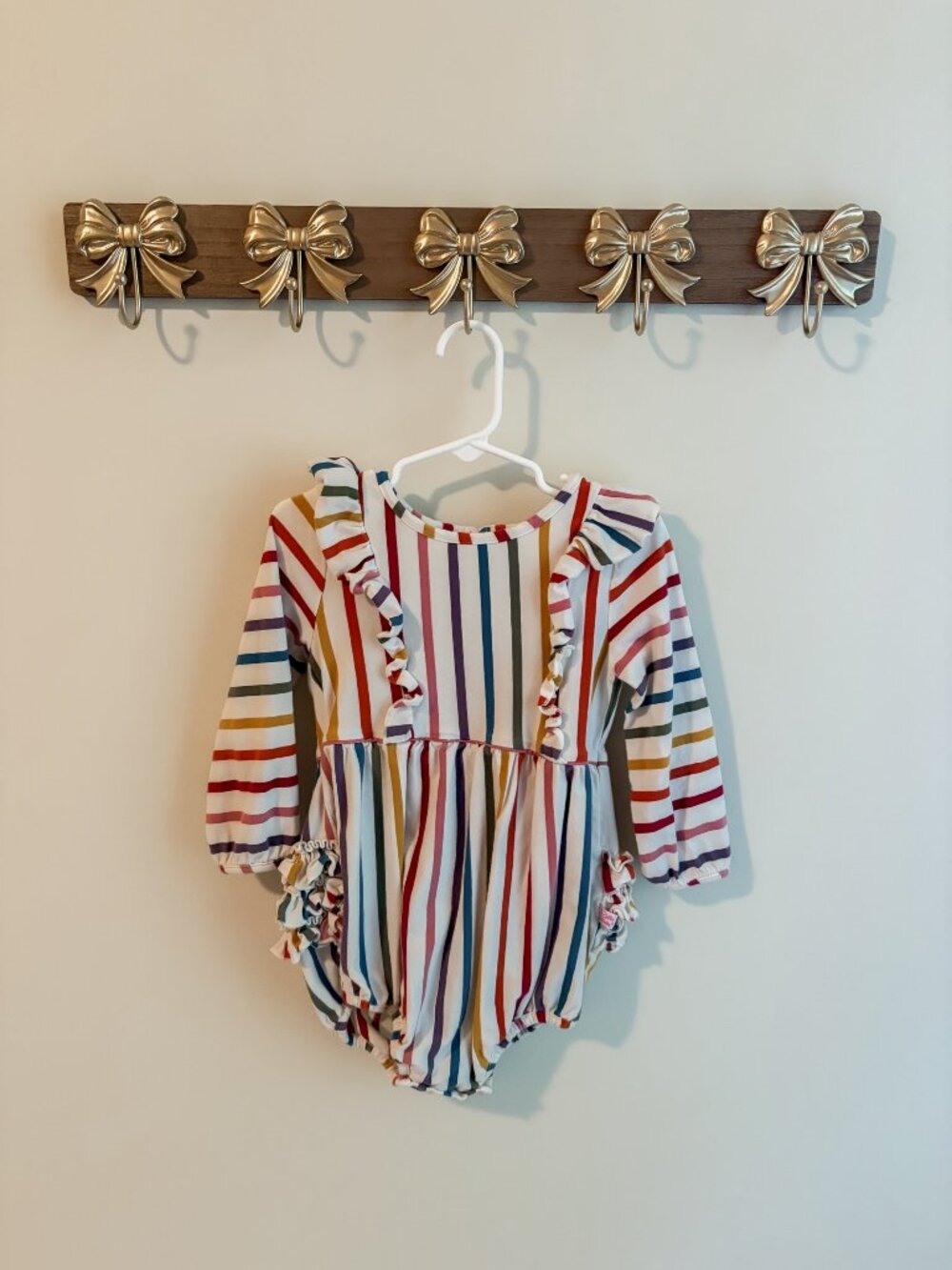 Ruffle Butts 2T Striped Ruffle Baby Romper Long Sleeve